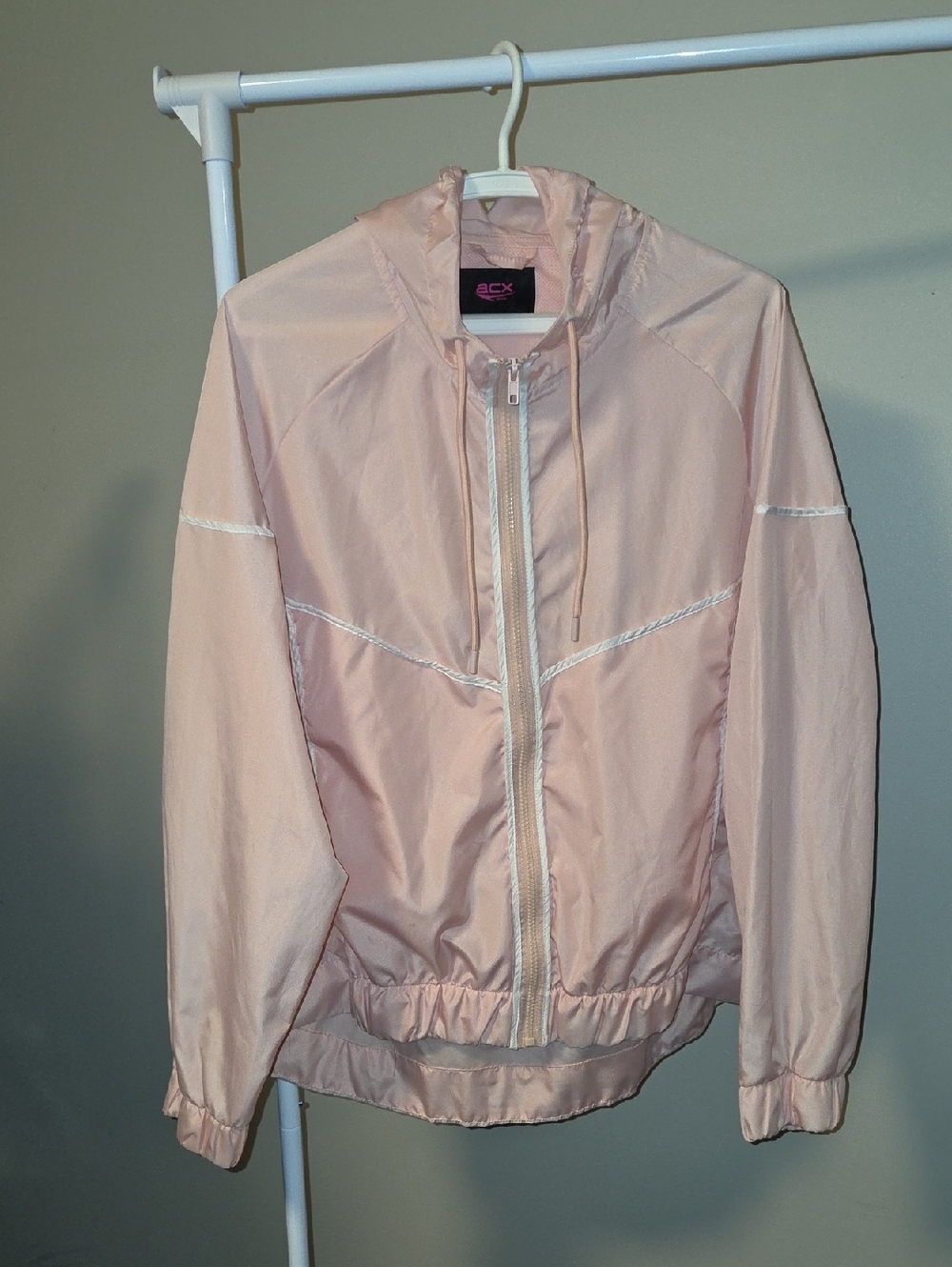 BCX Light Pink Hooded Windbreaker Bomber Jacket Sixe XL